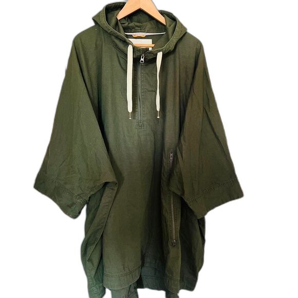 Urban Outfitters Men’s Green Khaki Rain Coat Jacket Cape Poncho Outerwear Size - Picture 1 of 3
